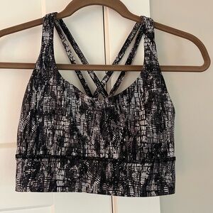 Lululemon Black and White Strappy Sports Bra